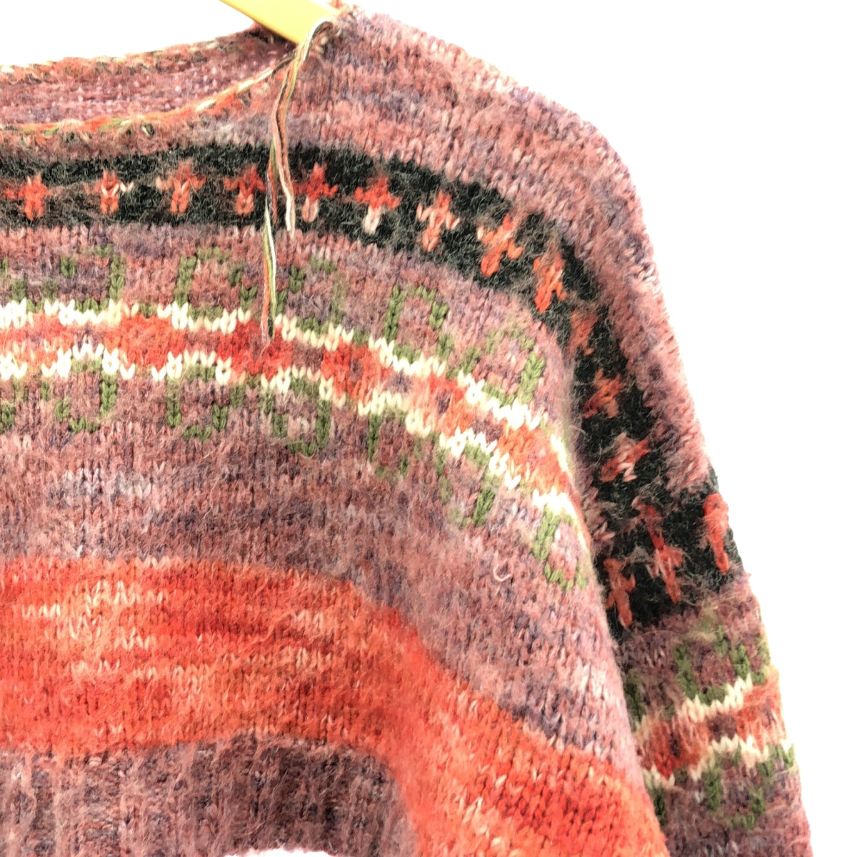 PERVERZE / 퍼버스 | BLEND BORDER TOP AND SCARF 니트 | 레드 | 여성