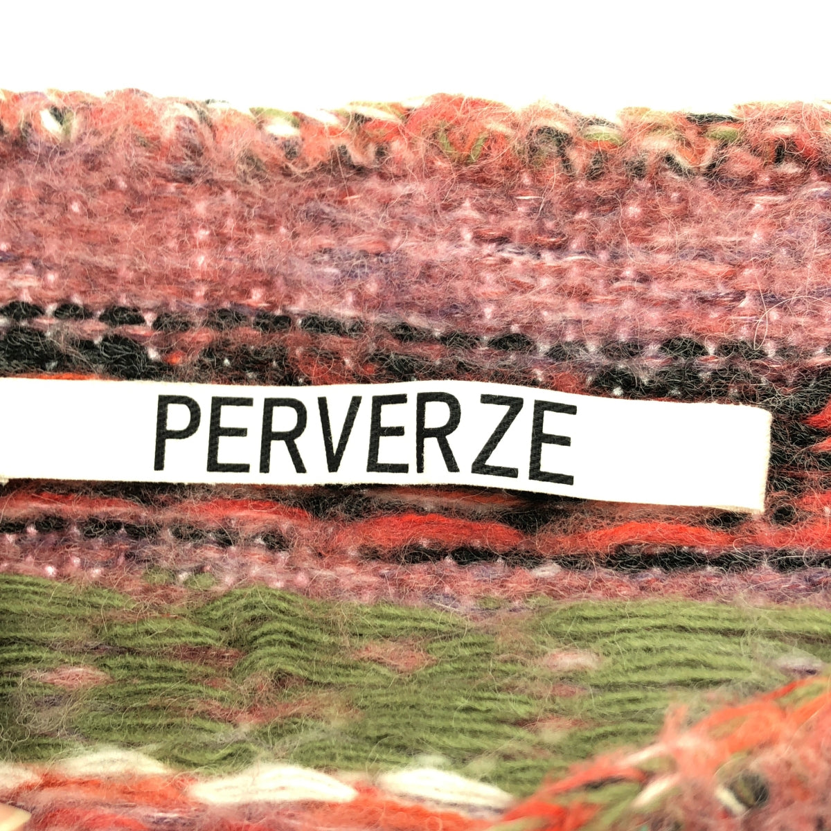 PERVERZE / 퍼버스 | BLEND BORDER TOP AND SCARF 니트 | 레드 | 여성