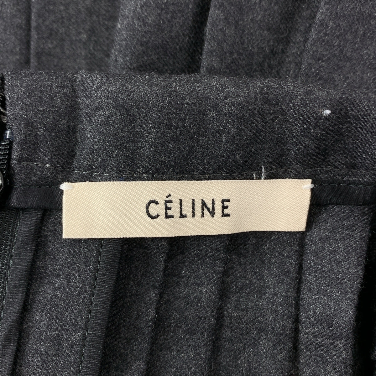 CELINE | Phoebe Era 羊絨羊毛後拉鍊百褶裙 | 尺寸 34 | 女款