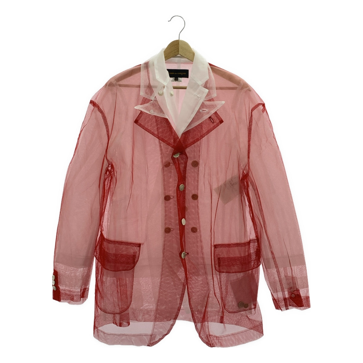 【美品】  COMME des GARCONS / コムデギャルソン | 2025SS | シアー オーガンザ レイヤード ジャケット | S | レッド / ホワイト | レディース