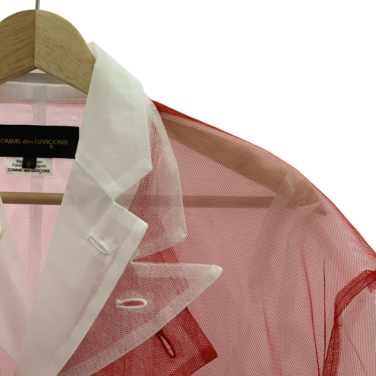 【美品】  COMME des GARCONS / コムデギャルソン | 2025SS | シアー オーガンザ レイヤード ジャケット | S | レッド / ホワイト | レディース