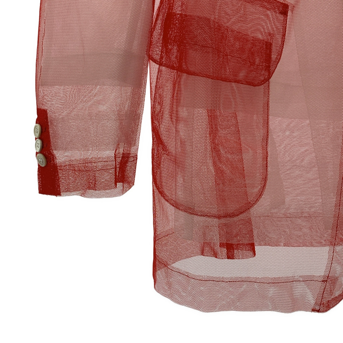 【美品】  COMME des GARCONS / コムデギャルソン | 2025SS | シアー オーガンザ レイヤード ジャケット | S | レッド / ホワイト | レディース