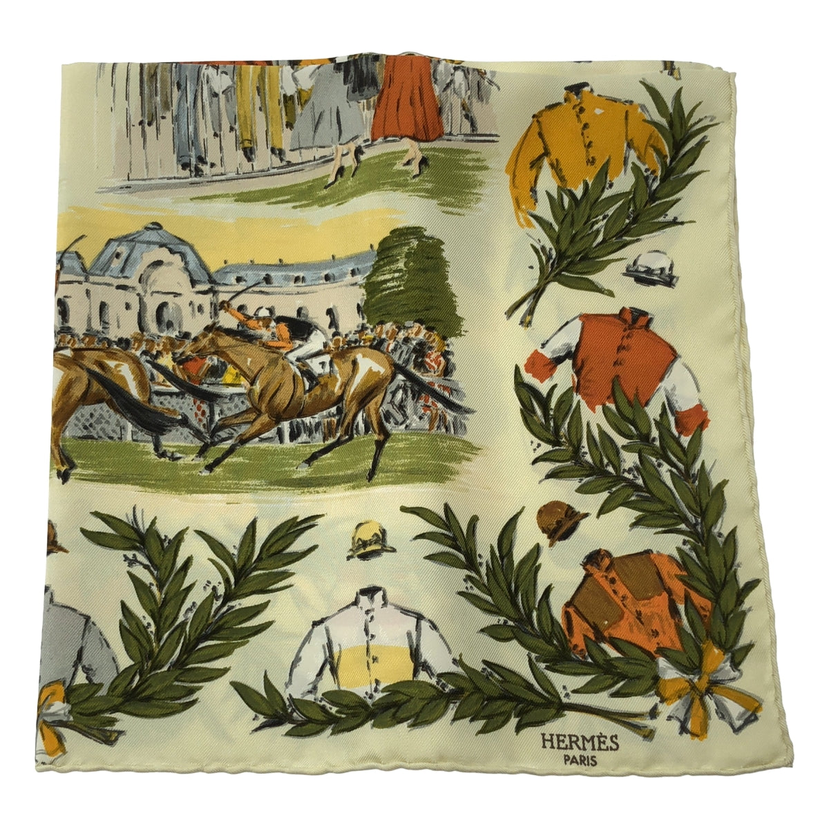 [新品] 愛馬仕 | Carré 45 CHANTILLY 賽馬場真絲圍巾 | 多色