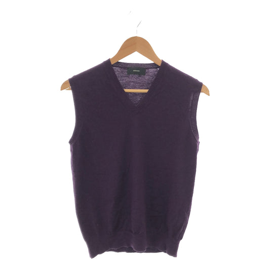 ZANONE | Wool high gauge V-neck knit vest | 46 | Purple | Men's