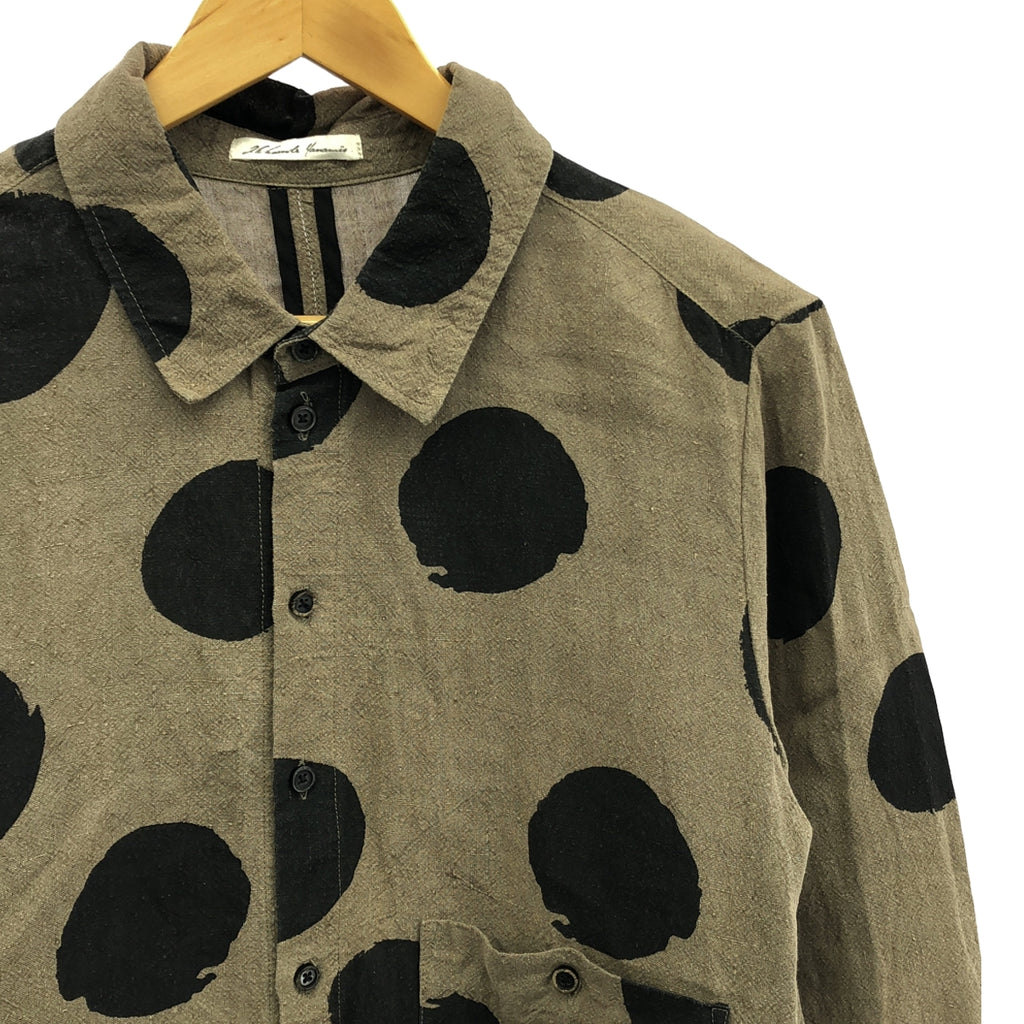 Aleksandr Manamis. / アレクサンドルマナミス | Dots Linen Shirts / リネン サイドベンツ シャツ | 2 | brown dots | メンズ