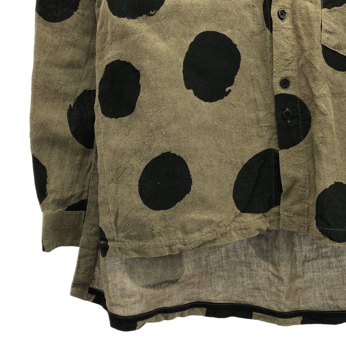 Aleksandr Manamis. / アレクサンドルマナミス | Dots Linen Shirts / リネン サイドベンツ シャツ | 2 | brown dots | メンズ