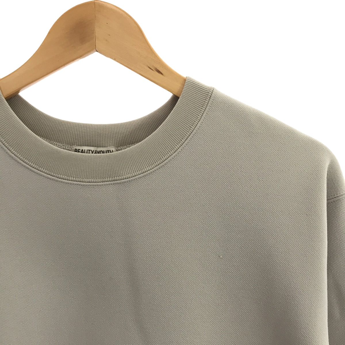 [Beautiful Condition] BEAUTY&amp;YOUTH | Crepe Fleece Crew Neck Sweatshirt | M | Greige | Men's