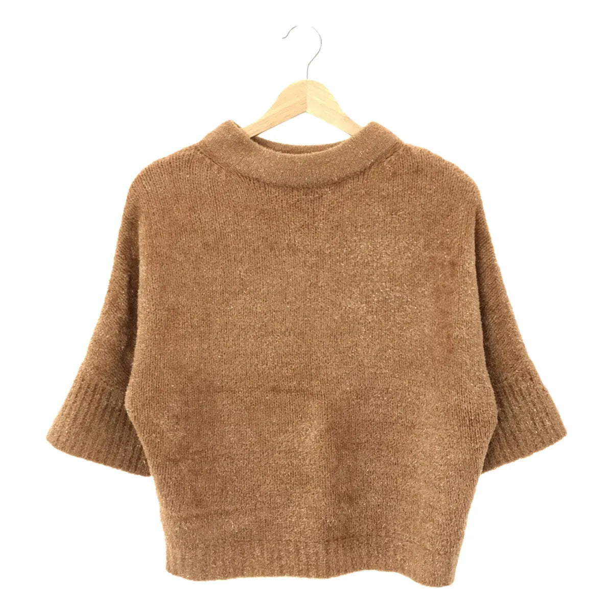 ADORE / アドーア | ウール混 ハイネック ハーフスリーブ ニット | 38 | ブラウン | レディース
