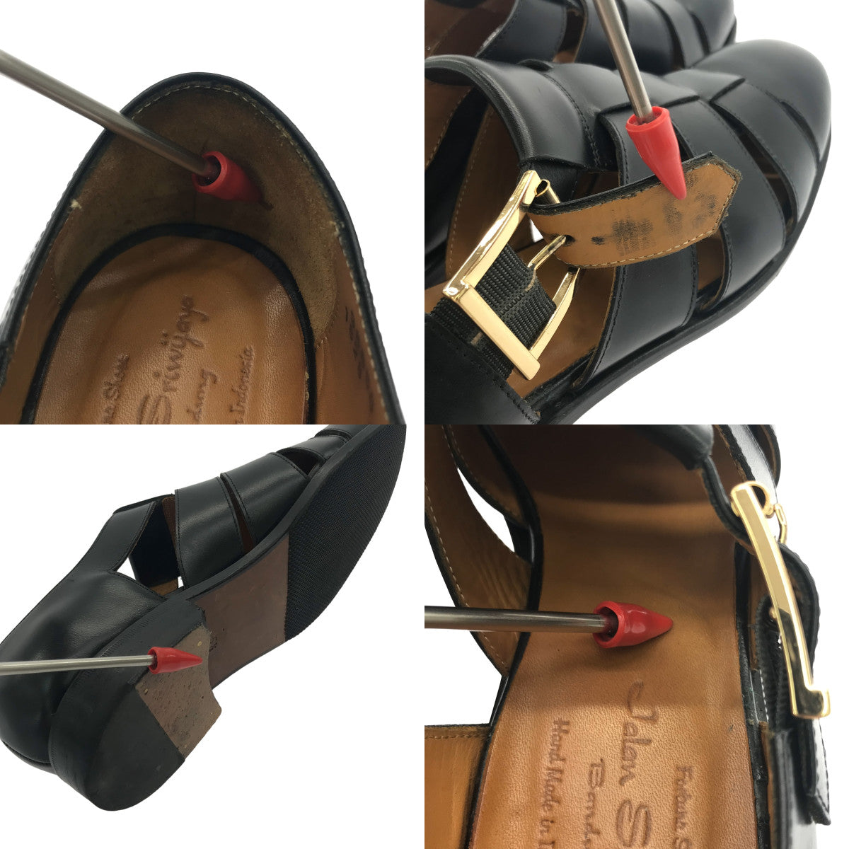Jalan Sriwijaya / Jalan Sriwijaya | Bali LEATHER SOLE Gurkha Sandals | 5 1/2 | Black | Women's