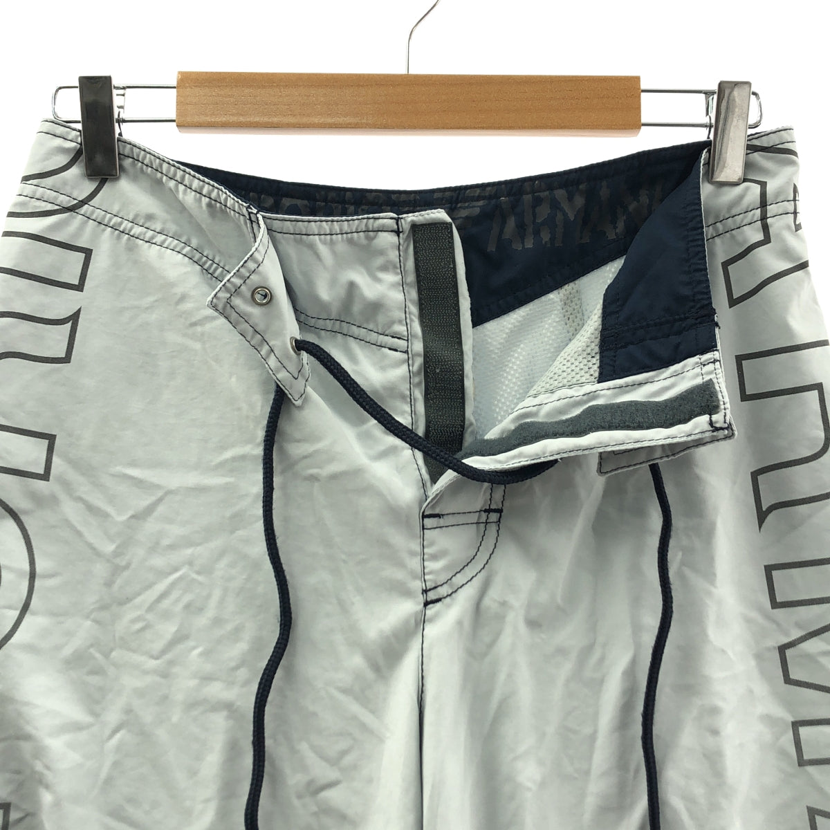 EMPORIO ARMANI | 標誌抽繩泳褲 | S 碼 | 冰灰色 | 男士