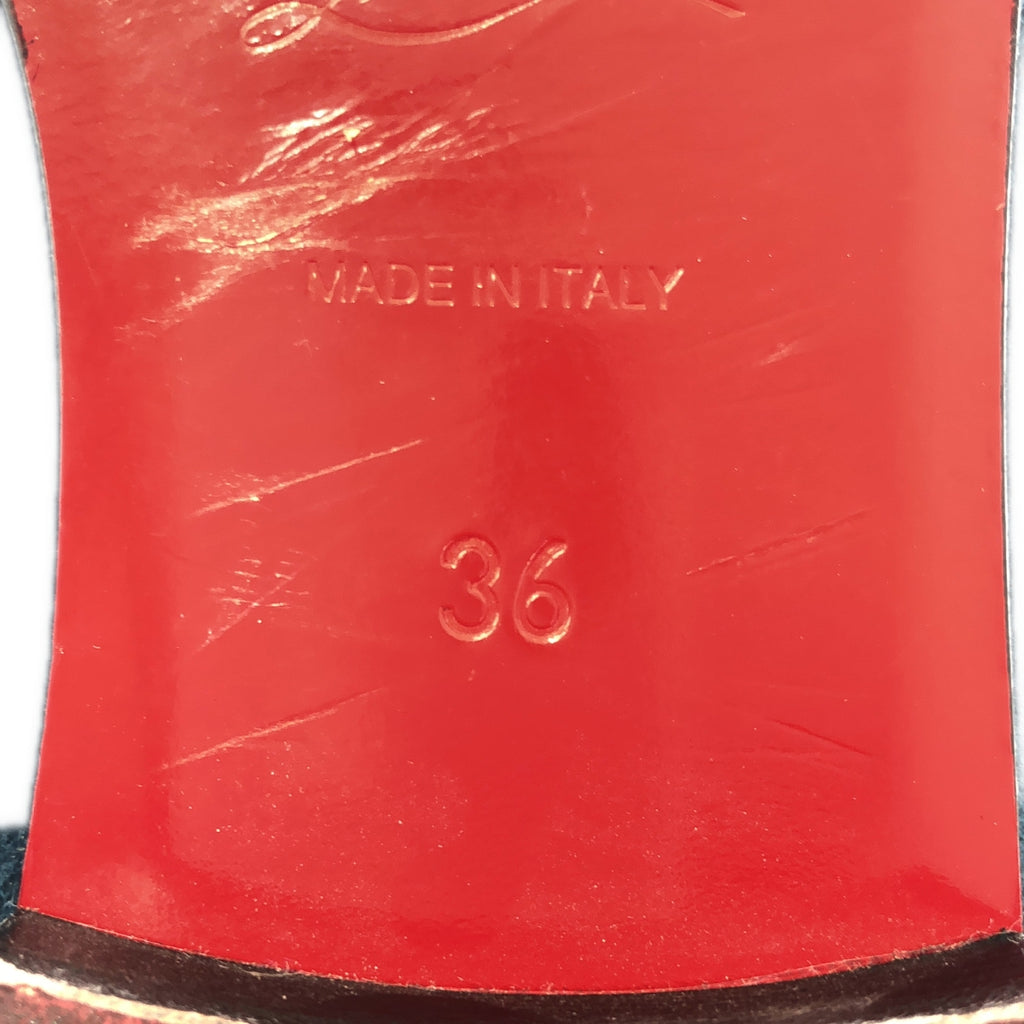 Christian Louboutin / 기독교 루부탄 | INTERN FLAT 스터드 엠블럼 자수 벨루어 슬리폰 신발 | 36 |