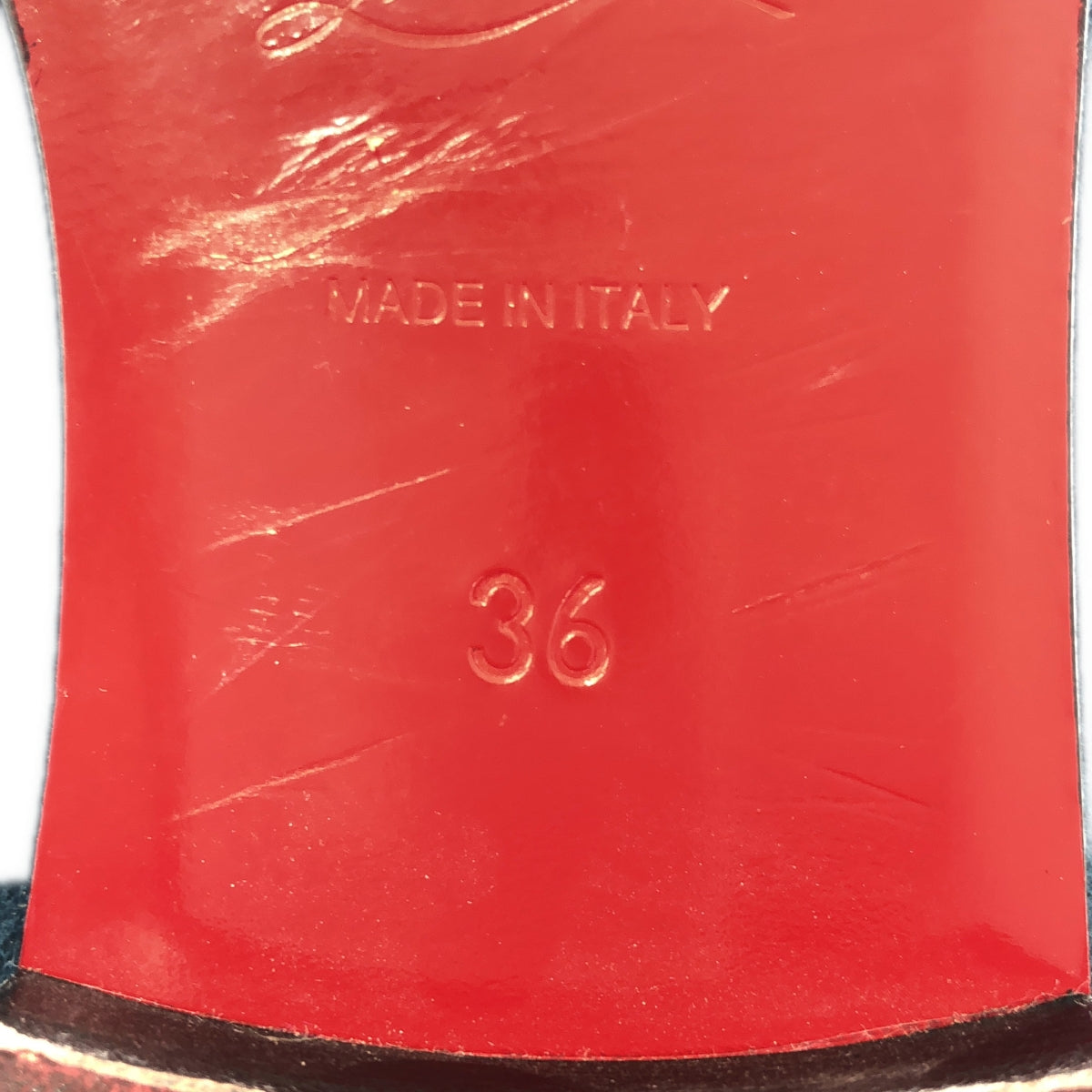 Christian Louboutin / 기독교 루부탄 | INTERN FLAT 스터드 엠블럼 자수 벨루어 슬리폰 신발 | 36 |