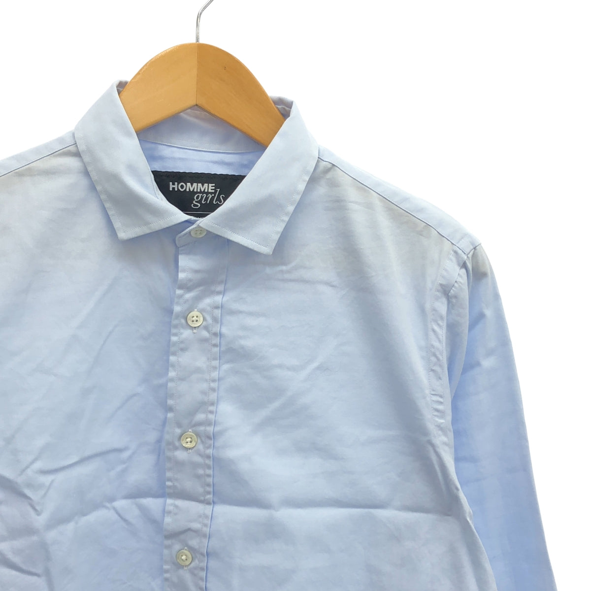 HOMME girls / 옴므 걸즈 | 원포인트 로고 자르기 컷오프 셔츠 블라우스 | M |