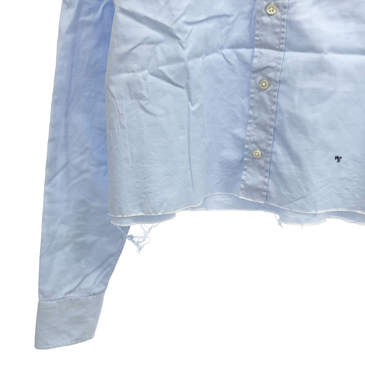 HOMME girls / 옴므 걸즈 | 원포인트 로고 자르기 컷오프 셔츠 블라우스 | M |