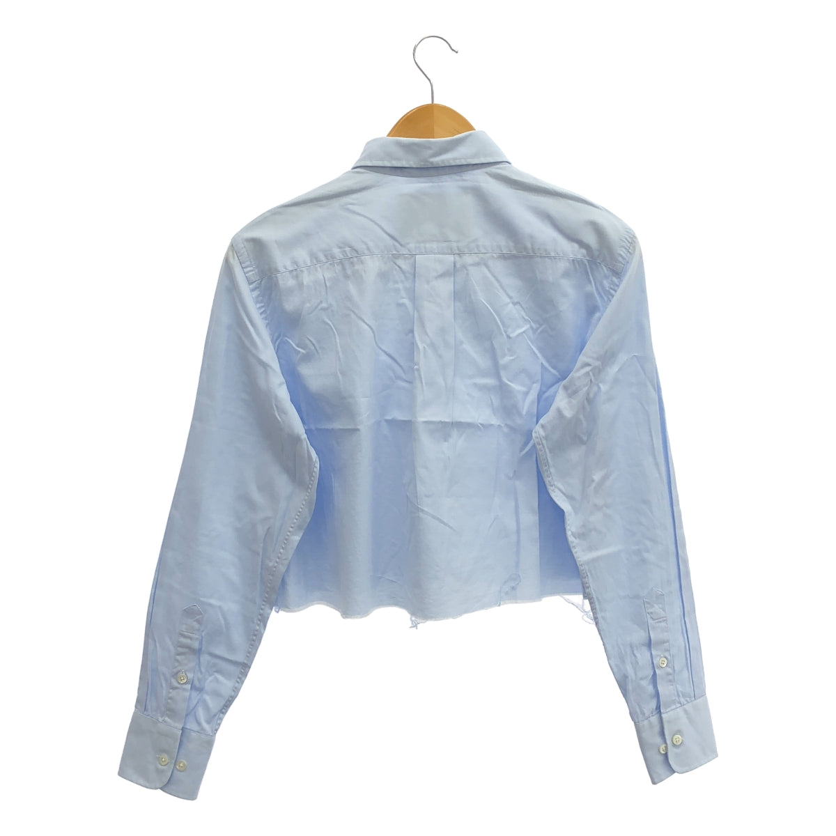 HOMME girls / オム ガールズ | ワンポイントロゴ クロップドカットオフシャツ ブラウス | M | ブルー | レディース