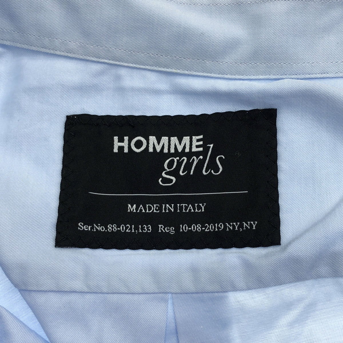 HOMME girls / オム ガールズ | ワンポイントロゴ クロップドカットオフシャツ ブラウス | M | ブルー | レディース