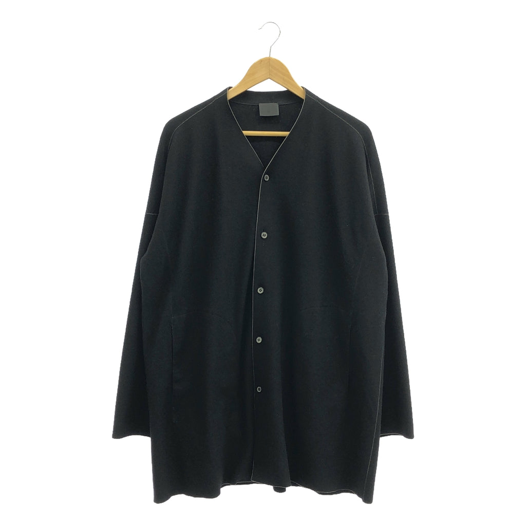 【美品】  山内 / ヤマウチ | ミルドウールニット・ノーカラーカーディガン | 4 | BLACK | メンズ