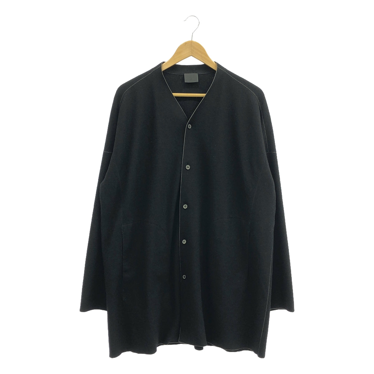 【美品】  山内 / ヤマウチ | ミルドウールニット・ノーカラーカーディガン | 4 | BLACK | メンズ