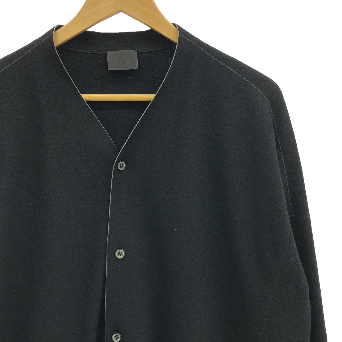 【美品】  山内 / ヤマウチ | ミルドウールニット・ノーカラーカーディガン | 4 | BLACK | メンズ