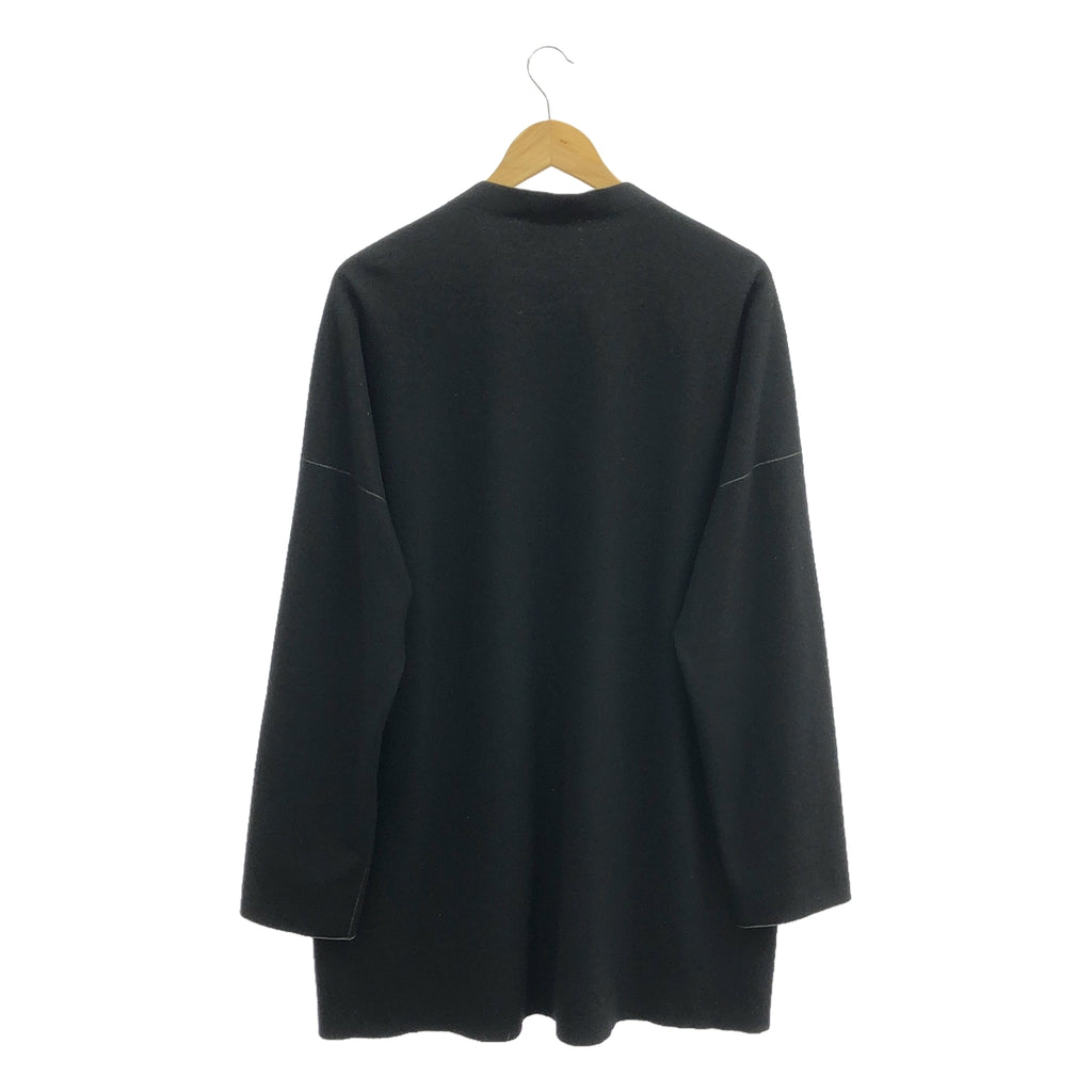 【美品】  山内 / ヤマウチ | ミルドウールニット・ノーカラーカーディガン | 4 | BLACK | メンズ