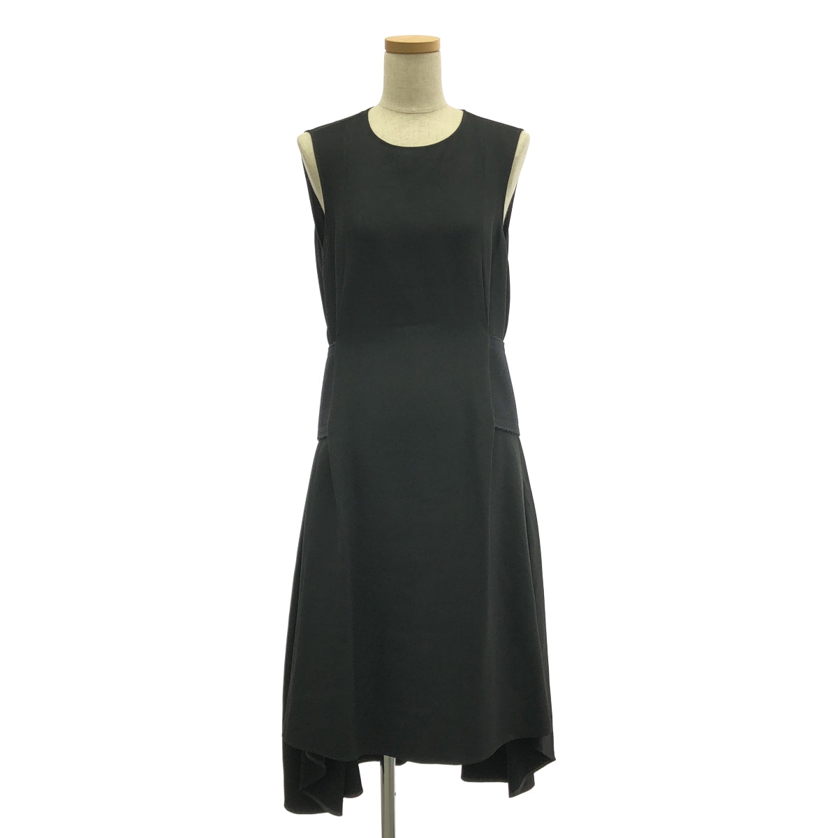 GAUCHERE | 羊毛麥爾登呢皮帶無袖人造絲洋裝 | 36碼 | 黑色 | 女款