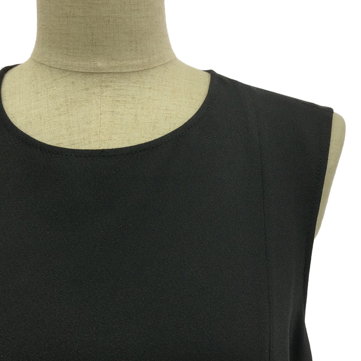 GAUCHERE | 羊毛麥爾登呢皮帶無袖人造絲洋裝 | 36碼 | 黑色 | 女款