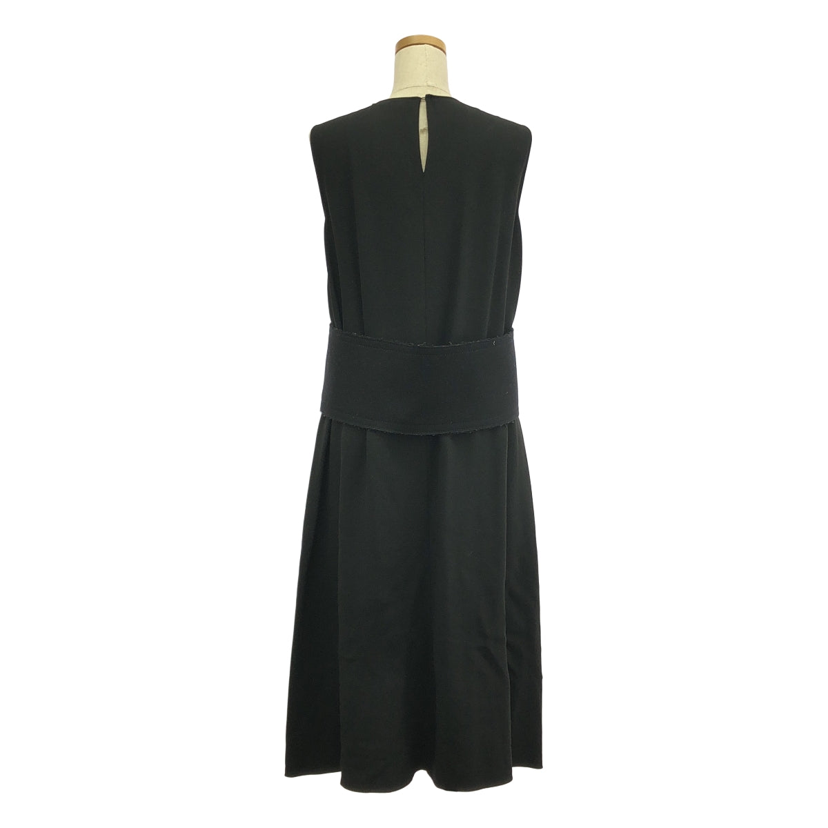 GAUCHERE | 羊毛麥爾登呢皮帶無袖人造絲洋裝 | 36碼 | 黑色 | 女款