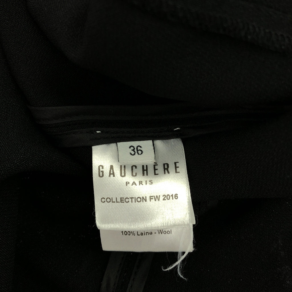 GAUCHERE | 羊毛麥爾登呢皮帶無袖人造絲洋裝 | 36碼 | 黑色 | 女款
