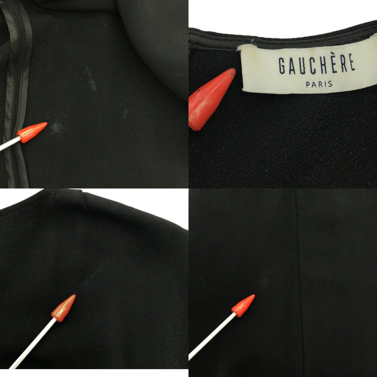 GAUCHERE / ゴシェール | ウールメルトンベルト ノースリーブ レーヨン ワンピース | 36 | ブラック | レディース