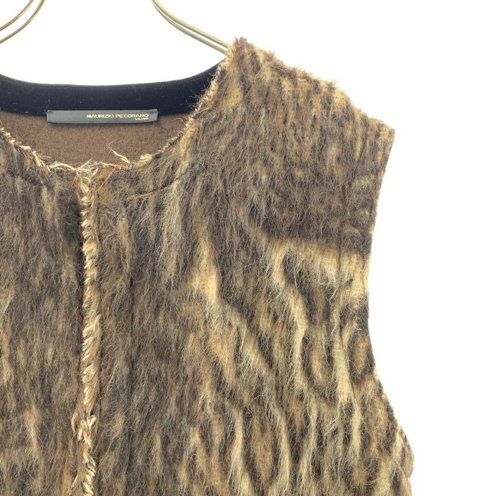 MAURIZIO PECORARO | 全身印花長版毛絨背心外套 | 尺寸 42 |