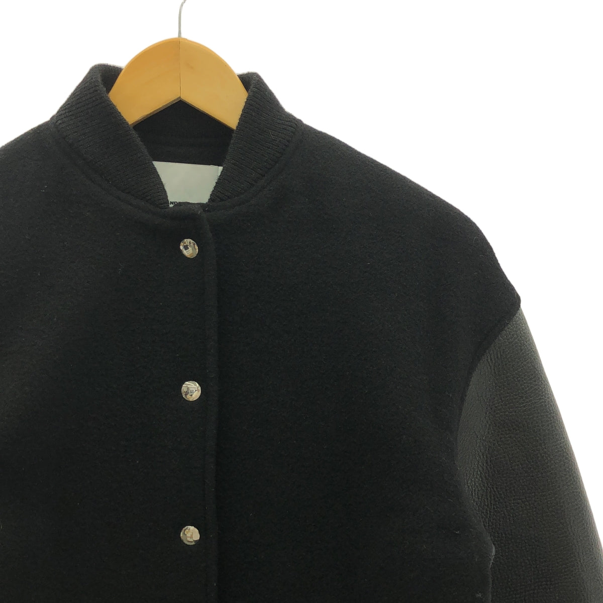 T by Alexander Wang / ティーバイアレキサンダーワン | レザー ウール コンビ ロング スタジャン コート | 0 | ブラック | レディース
