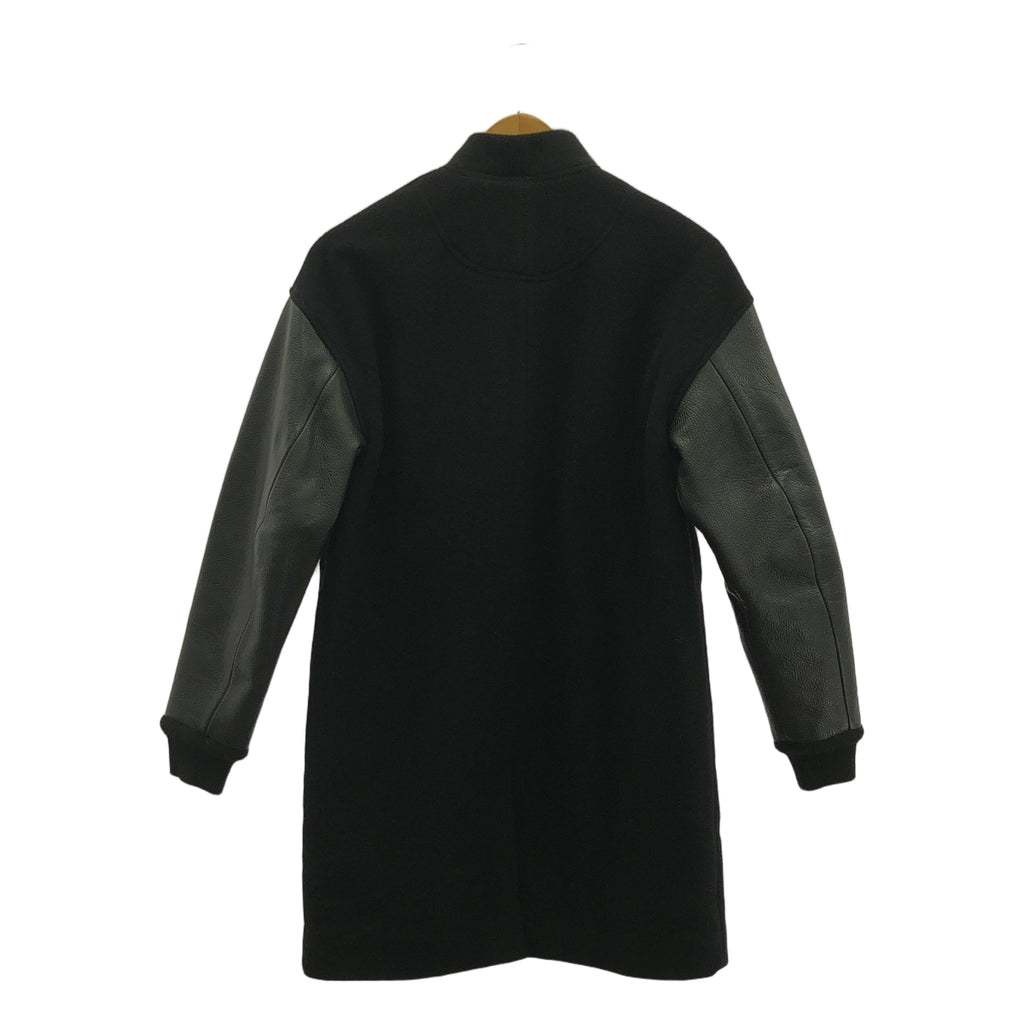 T by Alexander Wang / ティーバイアレキサンダーワン | レザー ウール コンビ ロング スタジャン コート | 0 | ブラック | レディース