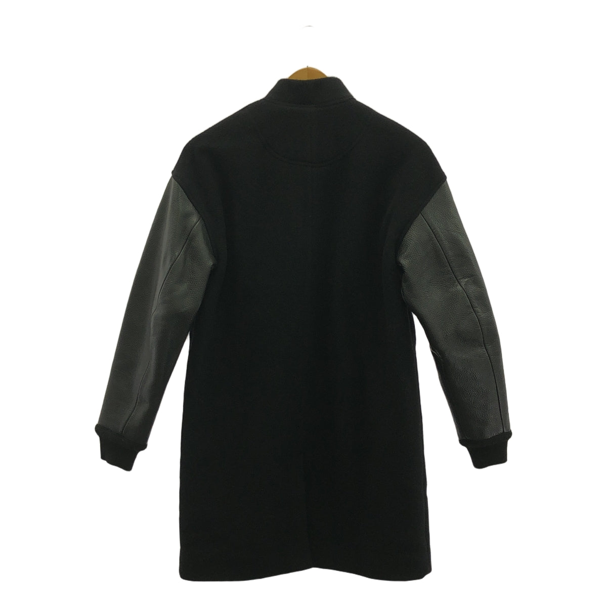 T by Alexander Wang / ティーバイアレキサンダーワン | レザー ウール コンビ ロング スタジャン コート | 0 | ブラック | レディース