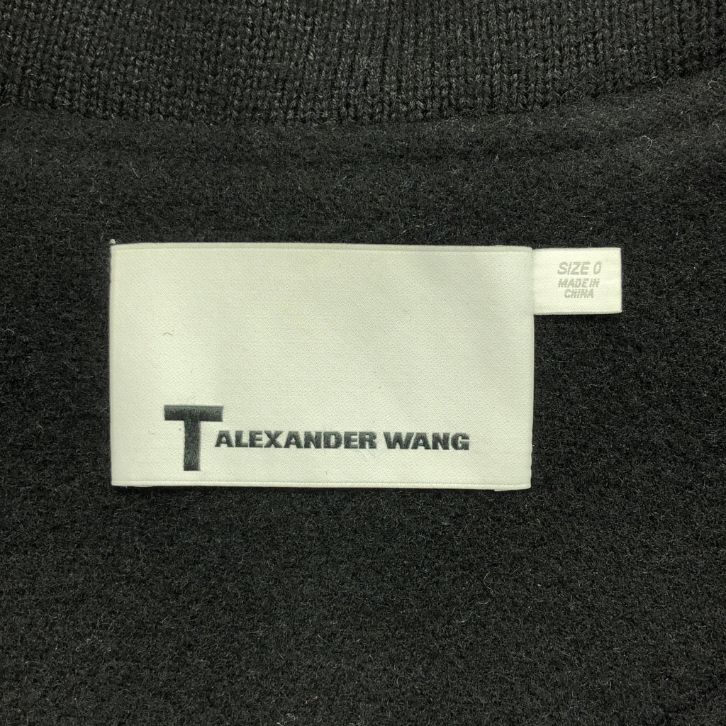 T by Alexander Wang / ティーバイアレキサンダーワン | レザー ウール コンビ ロング スタジャン コート | 0 | ブラック | レディース