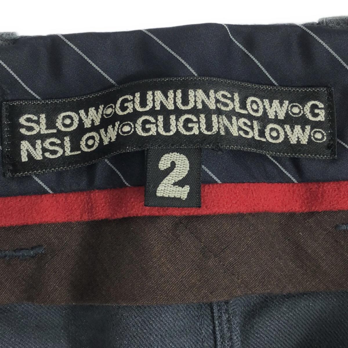 SLOWGUN / スロウガン | コットン リネン 異素材 切替 サイドライン スラックスパンツ | 2 | グレー/ブラック系 | メンズ