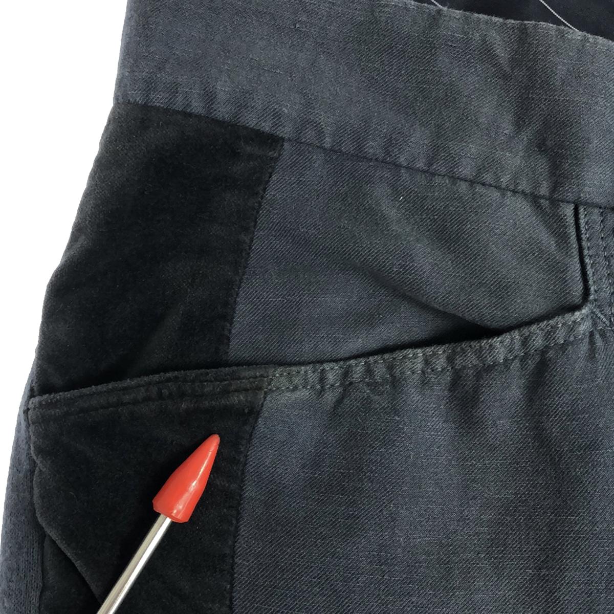 SLOWGUN / スロウガン | コットン リネン 異素材 切替 サイドライン スラックスパンツ | 2 | グレー/ブラック系 | メンズ