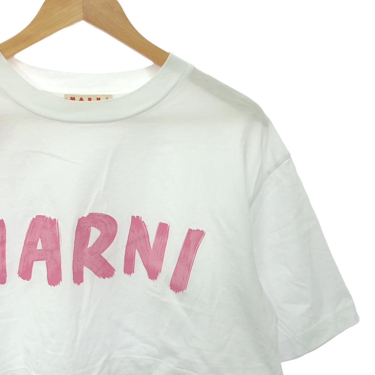 【미품】 MARNI / 마르니 | 2024SS | 로고 프린트 크롭 티셔츠 | 38 | 화이트 | 여성