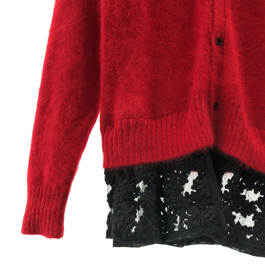 noir kei ninomiya / 느와르 케이니노미야 | 2017AW | 나일론 앙골라 레이스 전환 가디건 | S | 레드 |