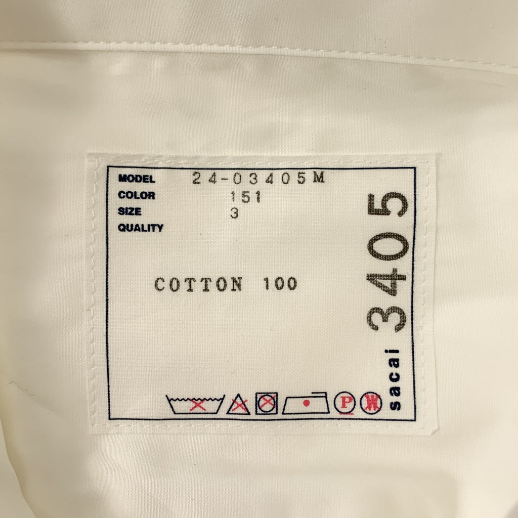 sacai / 사카이 | 2024SS | Cotton Poplin Shirt 코튼 포플린 셔츠 | 3 | 남성