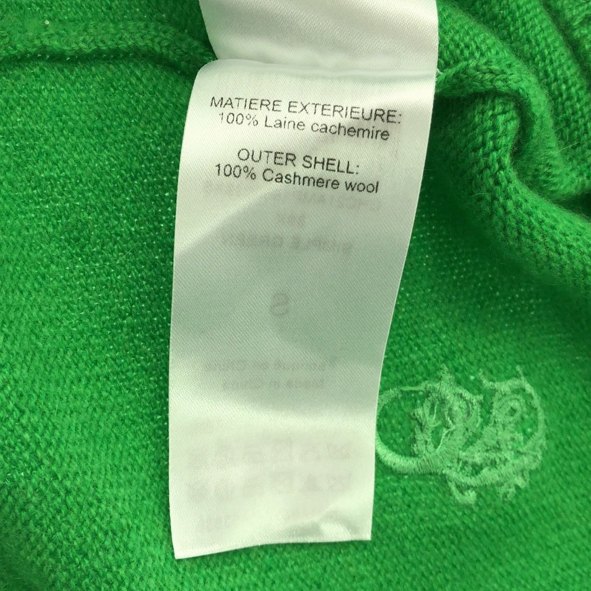 【美品】  Chloe / クロエ | 2021AW | cashmere 100％ / カシミヤ ワンポイントロゴ ギャザースリーブ ニット | S | simple green | レディース