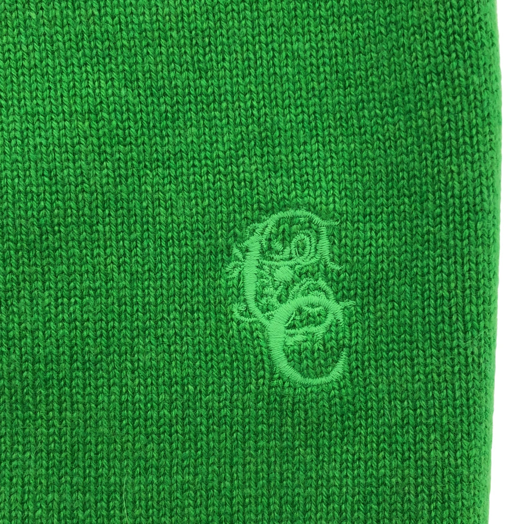 【美品】  Chloe / クロエ | 2021AW | cashmere 100％ / カシミヤ ワンポイントロゴ ギャザースリーブ ニット | S | simple green | レディース