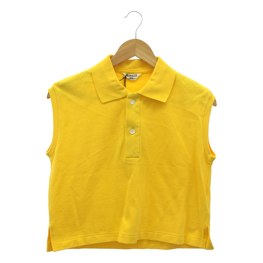 【美品】  AURALEE / オーラリー | 2023SS | × Ron Herman / ロンハーマン Super Fine Cotton Pique Short Polo Sleeveless / ポロシャツ カットソー | 0 | yellow | レディース