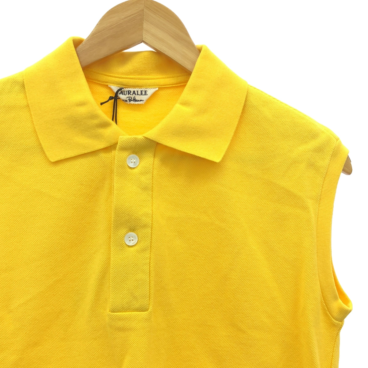 [Good Condition] AURALEE | 2023SS | × Ron Herman Super Fine Cotton Pique Short Polo Sleeveless / Polo shirt cut and sew | 0 | yellow | Women's