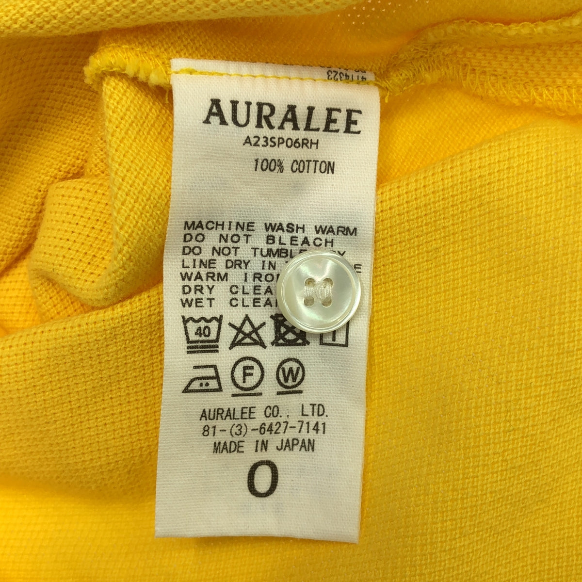 [Good Condition] AURALEE | 2023SS | × Ron Herman Super Fine Cotton Pique Short Polo Sleeveless / Polo shirt cut and sew | 0 | yellow | Women's