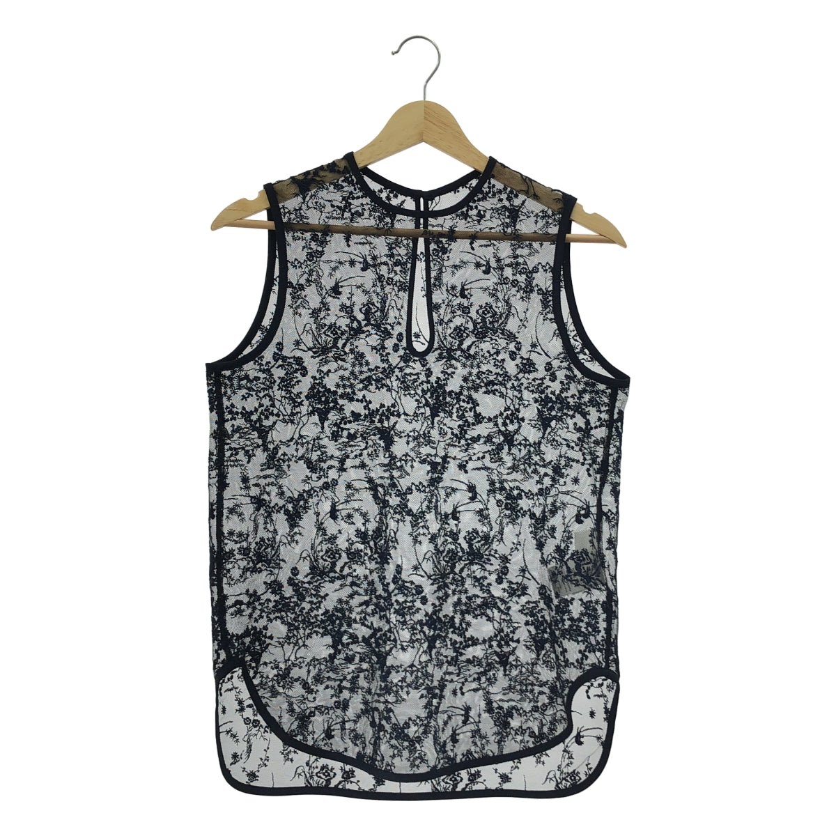 [狀況極佳] Mame Kurogouchi | 2024 秋冬 | 花卉蕾絲無袖上衣 | 2 碼 | 黑色/海軍藍 | 女款