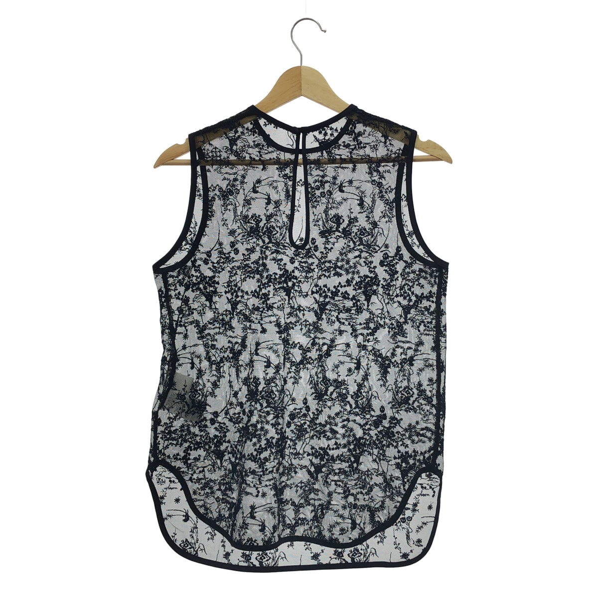 [狀況極佳] Mame Kurogouchi | 2024 秋冬 | 花卉蕾絲無袖上衣 | 2 碼 | 黑色/海軍藍 | 女款