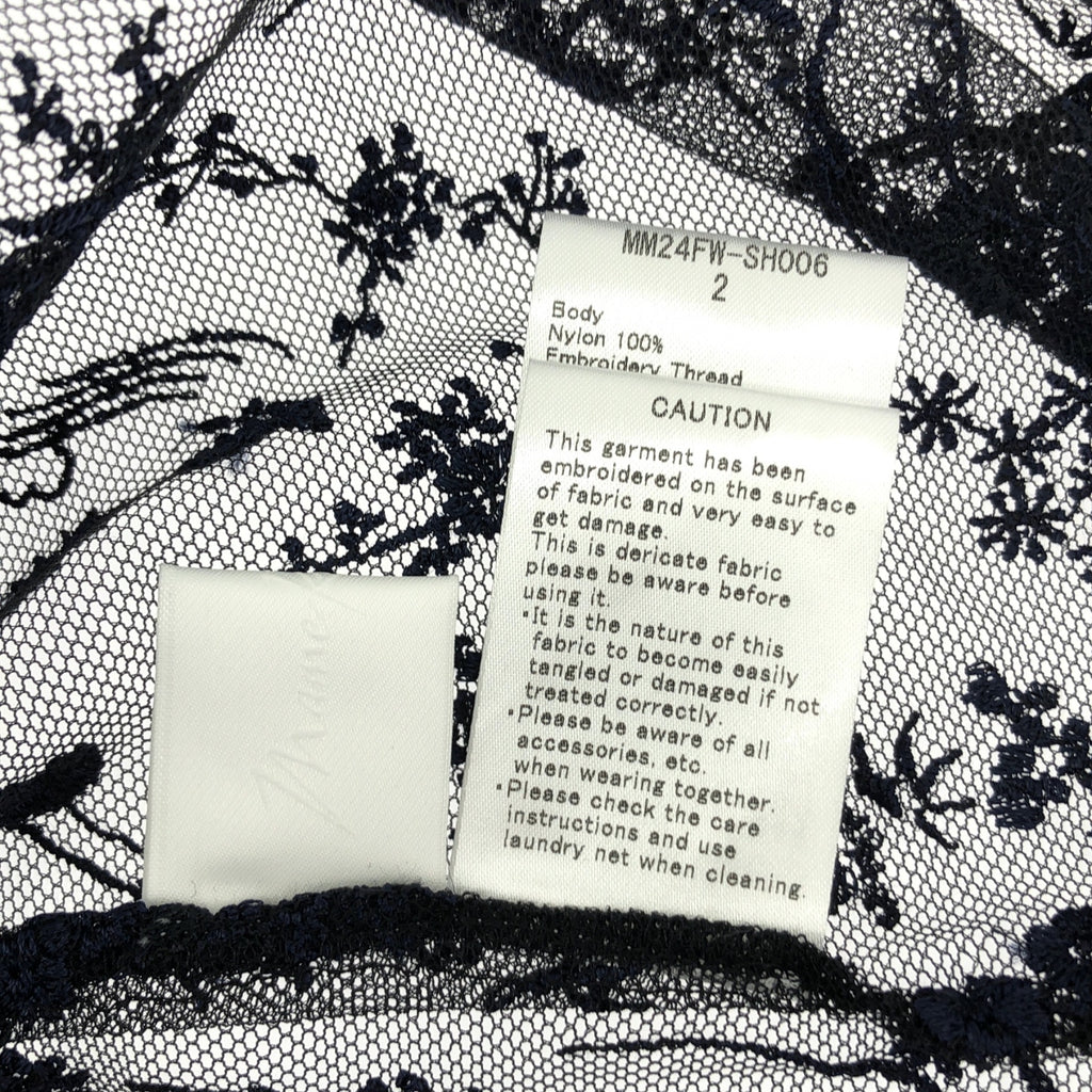 【미품】 Mame Kurogouchi / 마메쿠로고우치 | 2024AW | Floral Lace Sleeveless Top 레이스 슬리브리스 탑스 | 2 | 블랙/네이비 |