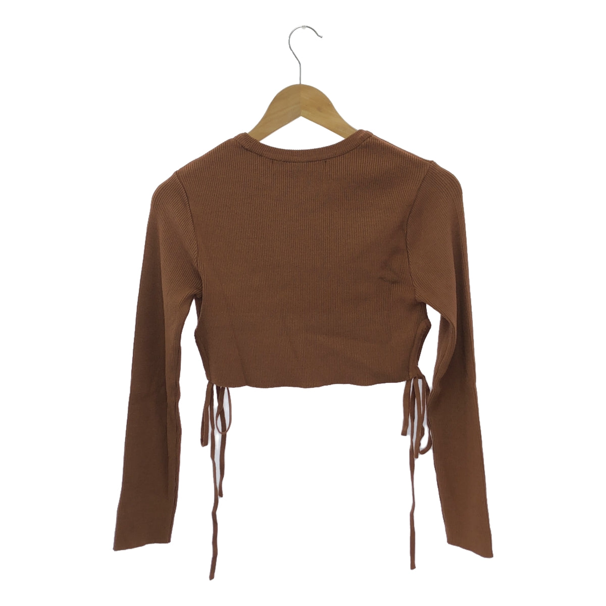 [Good Condition] Rokh | Rayon Blend Side Strap Cropped Rib Cut and Sew | S | Brown | Women's