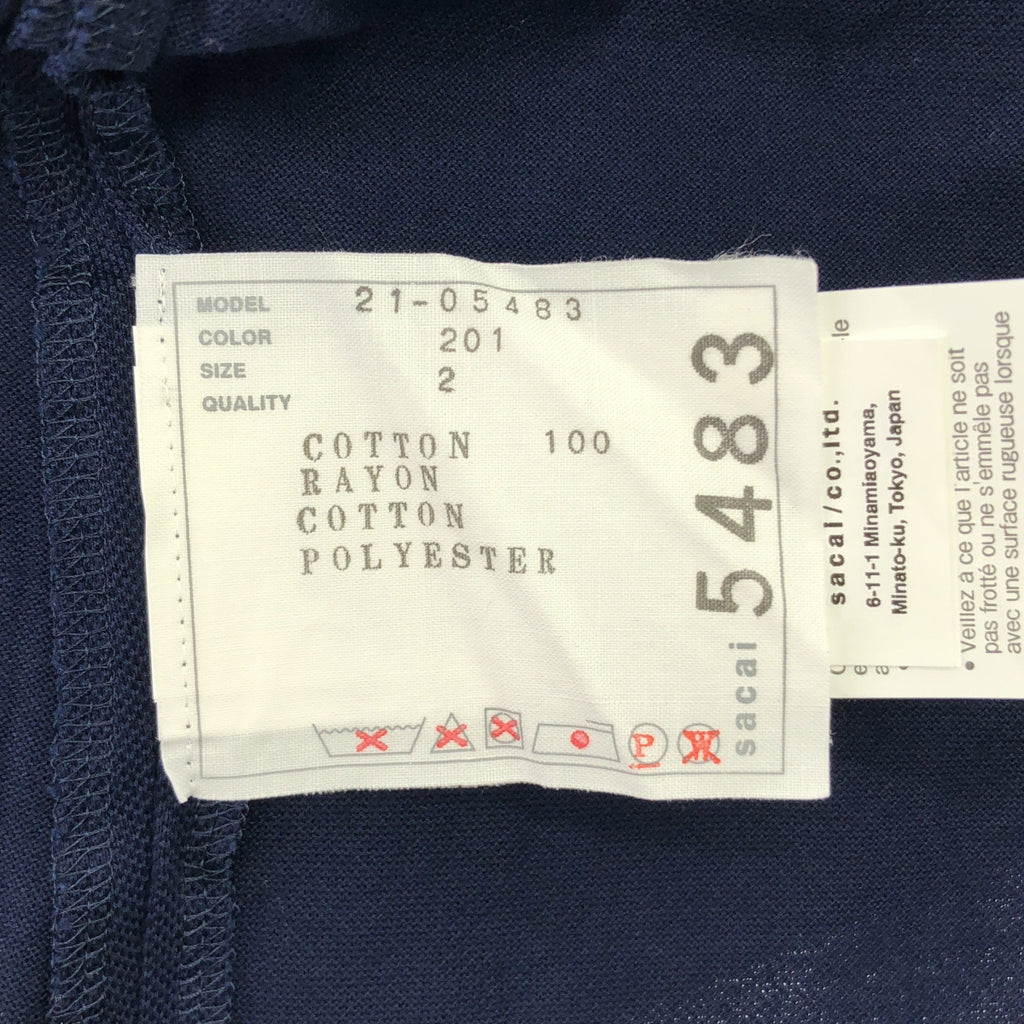 sacai | 2021 春夏系列 | 棉質平紋針織套頭衫 / 超大透視羅紋開衩襯衫 | 尺寸 2 | 女款