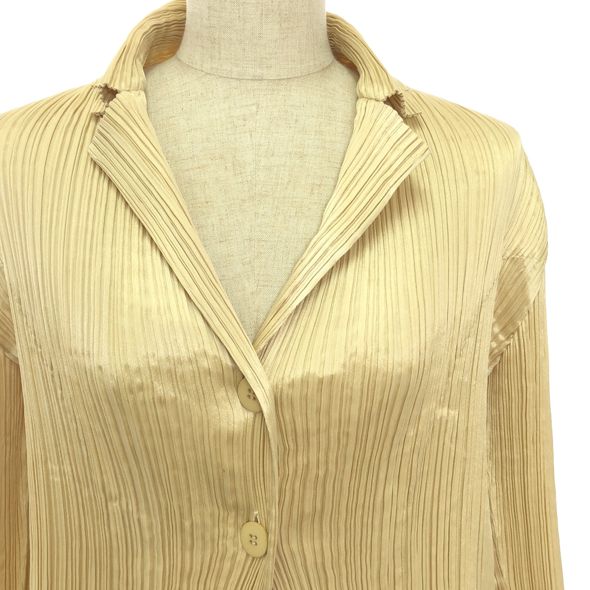 ISSEY MIYAKE | 2014SS | WHITE LABEL Pleated 3D Shirt Jacket | 2 | Beige | Women's